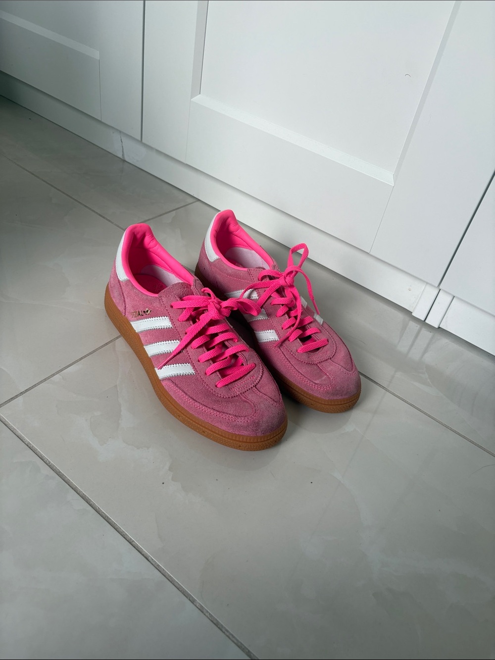adidas Pink Suede Gazelle Sneakers with White Stripes - Picture 4 of 4